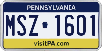 PA license plate MSZ1601