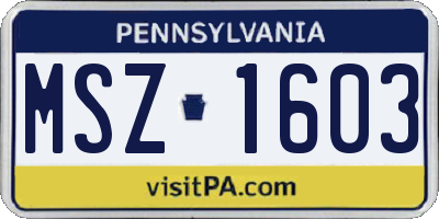 PA license plate MSZ1603