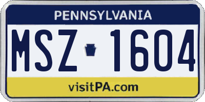 PA license plate MSZ1604