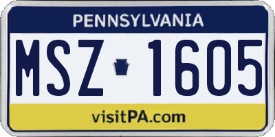 PA license plate MSZ1605