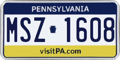PA license plate MSZ1608