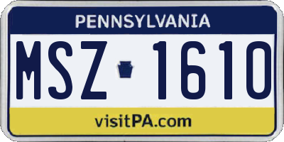 PA license plate MSZ1610