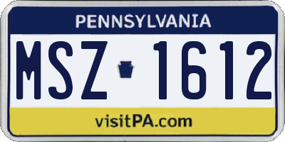 PA license plate MSZ1612