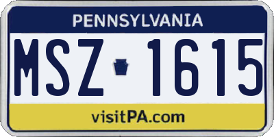 PA license plate MSZ1615