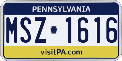 PA license plate MSZ1616
