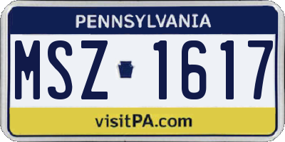 PA license plate MSZ1617