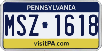 PA license plate MSZ1618