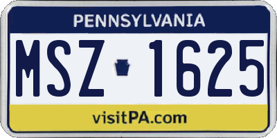 PA license plate MSZ1625