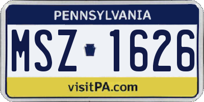PA license plate MSZ1626