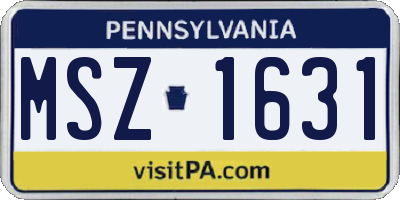 PA license plate MSZ1631