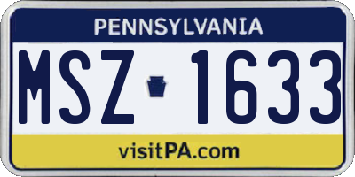 PA license plate MSZ1633