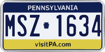 PA license plate MSZ1634