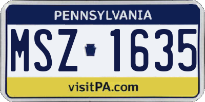 PA license plate MSZ1635