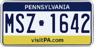 PA license plate MSZ1642