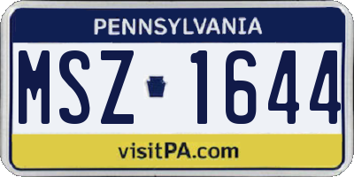 PA license plate MSZ1644
