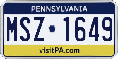 PA license plate MSZ1649