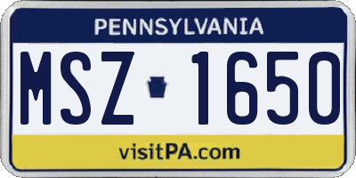 PA license plate MSZ1650
