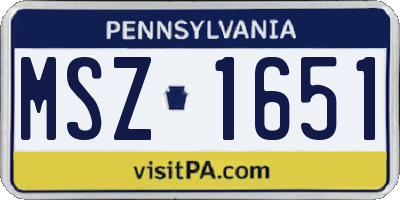 PA license plate MSZ1651
