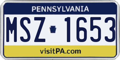 PA license plate MSZ1653