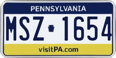 PA license plate MSZ1654