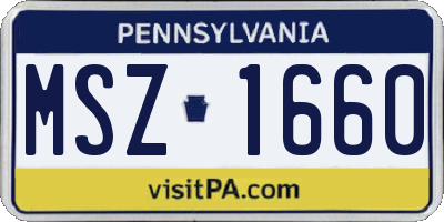 PA license plate MSZ1660