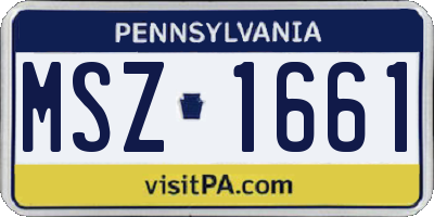 PA license plate MSZ1661