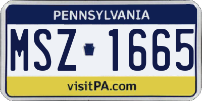 PA license plate MSZ1665