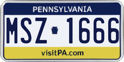 PA license plate MSZ1666