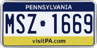 PA license plate MSZ1669