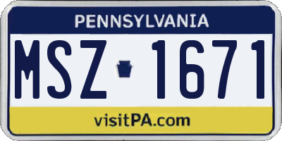 PA license plate MSZ1671