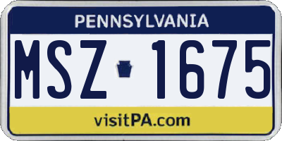 PA license plate MSZ1675