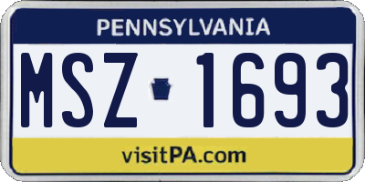 PA license plate MSZ1693