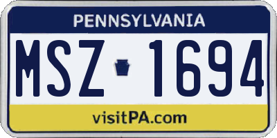 PA license plate MSZ1694