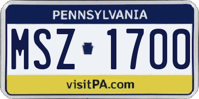 PA license plate MSZ1700