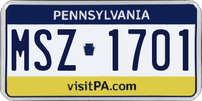 PA license plate MSZ1701