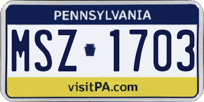 PA license plate MSZ1703