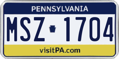 PA license plate MSZ1704