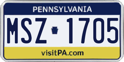 PA license plate MSZ1705