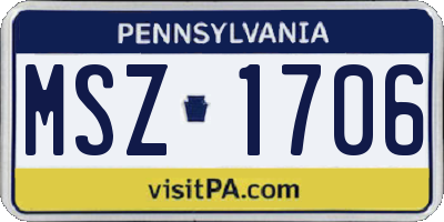 PA license plate MSZ1706