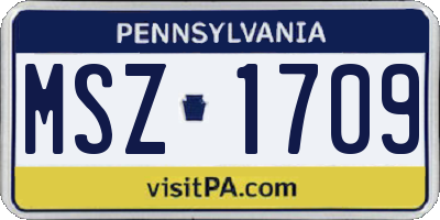 PA license plate MSZ1709