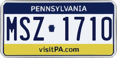 PA license plate MSZ1710