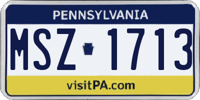 PA license plate MSZ1713