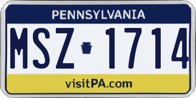 PA license plate MSZ1714
