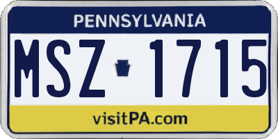 PA license plate MSZ1715