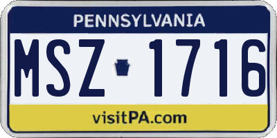 PA license plate MSZ1716