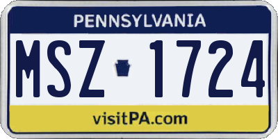 PA license plate MSZ1724