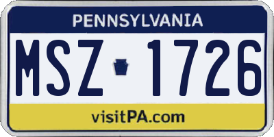 PA license plate MSZ1726
