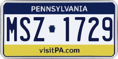 PA license plate MSZ1729