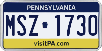 PA license plate MSZ1730