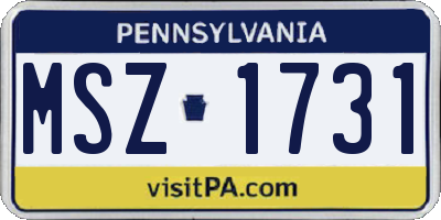 PA license plate MSZ1731